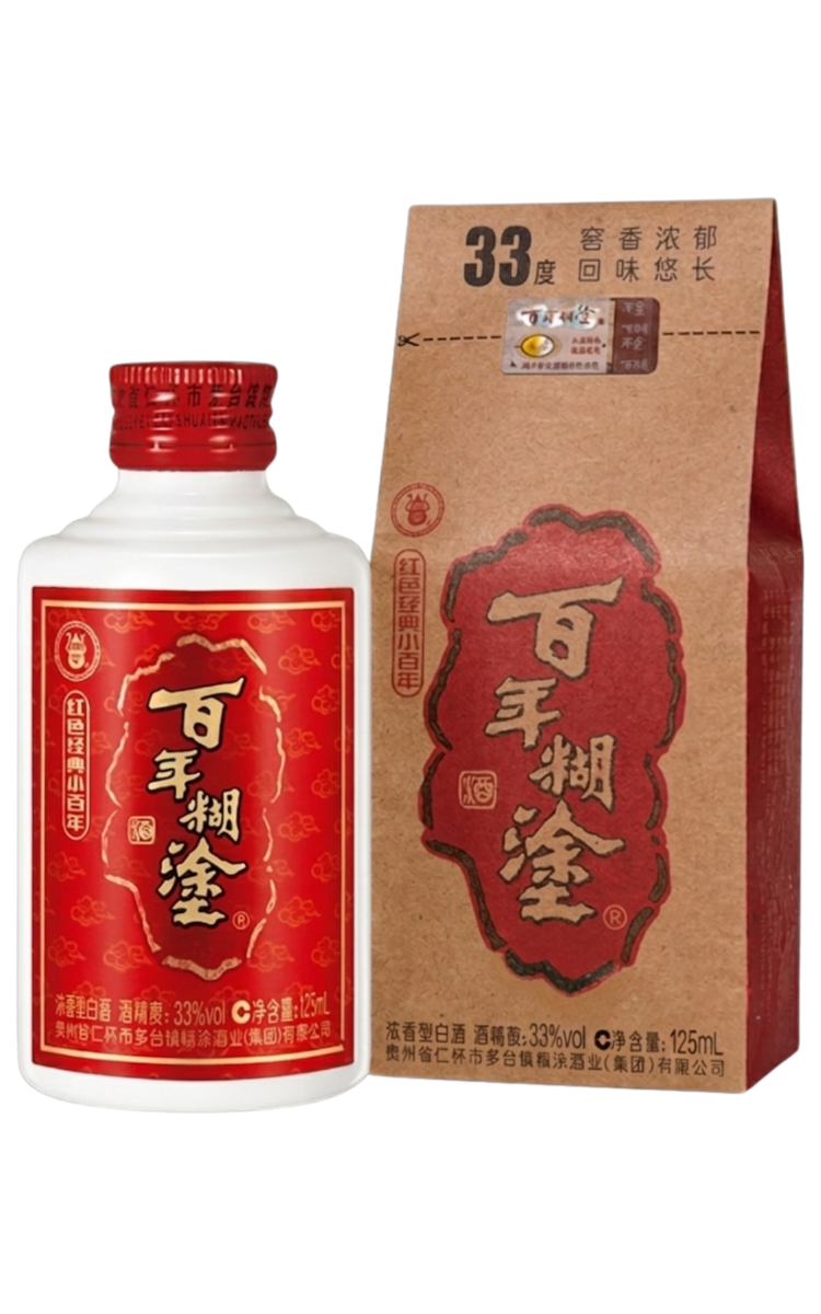 Rượu Bách Niên Hồ Đồ 33% đỏ - Thùng 24 chai 125ml - 百年糊涂 33%.