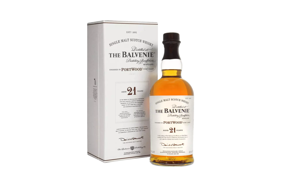 Rượu The Balvenie 21 Port Wood UK box